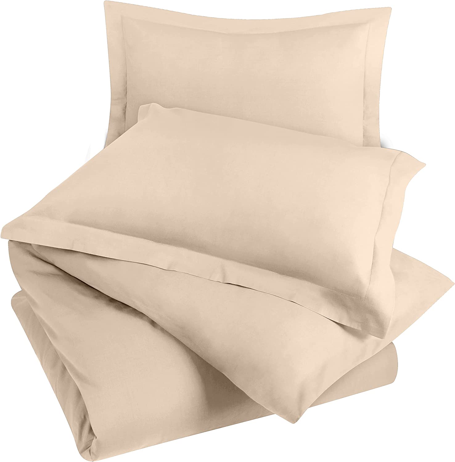 Duvet Cover King Size Set - 1 Duvet Cover with 2 Pillow Shams - 3 Pieces Comforter Cover with Zipper Closure - Ultra Soft Brushed - Beige