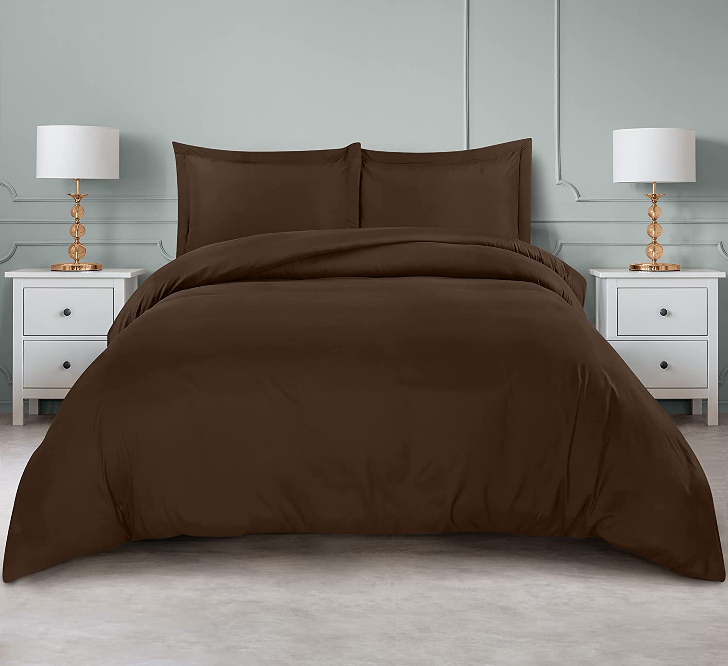 Duvet Cover King Size Set - 1 Duvet Cover with 2 Pillow Shams - 3 Pieces Comforter Cover with Zipper Closure - Ultra Soft Brushed - Brown